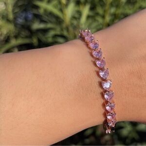 Pink heart tennis bracelet
